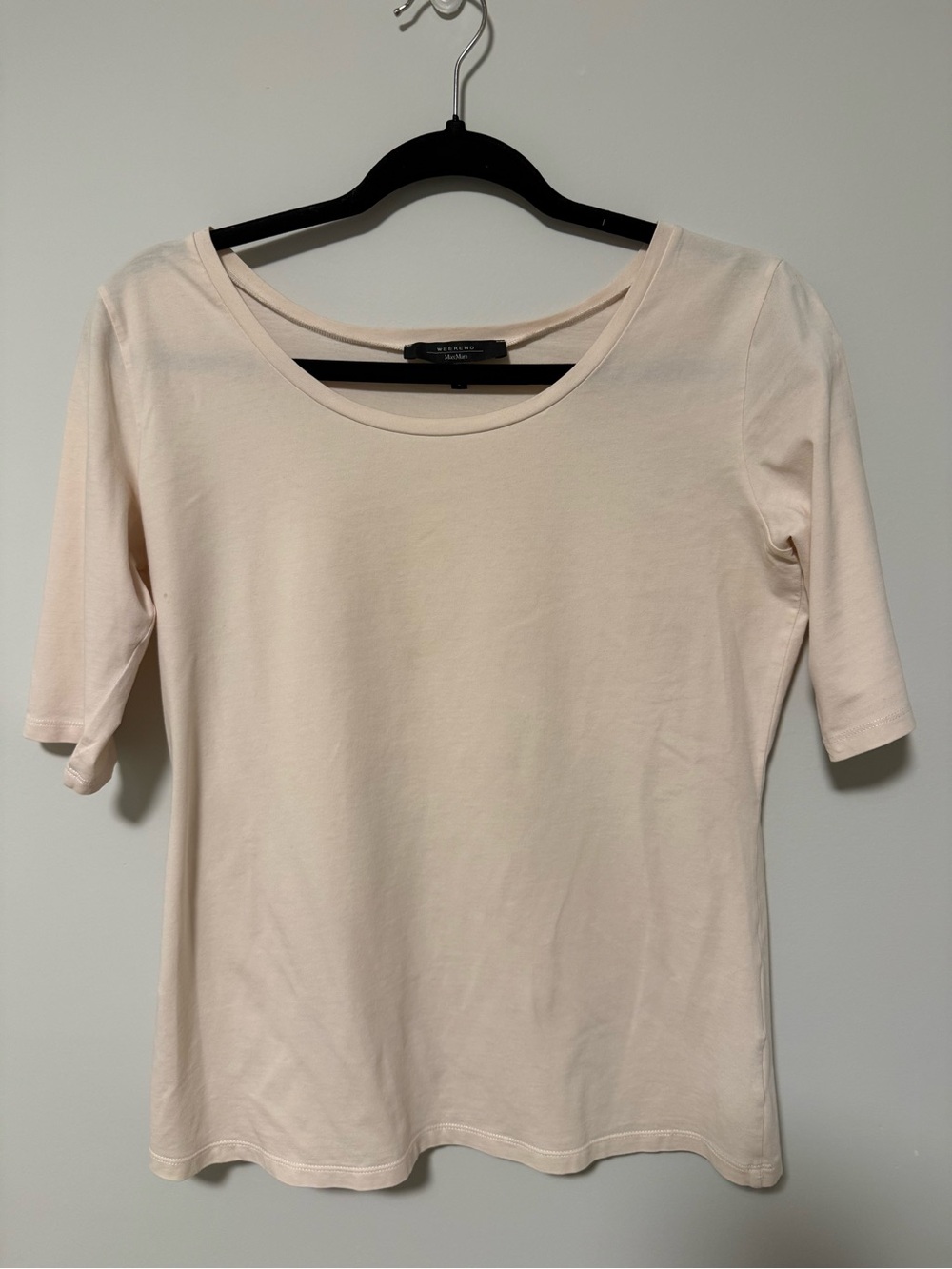 MaxMara Cream Short Sleeve Scoop Neck Tee